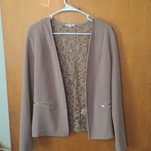 Camel blazer with lace detail!